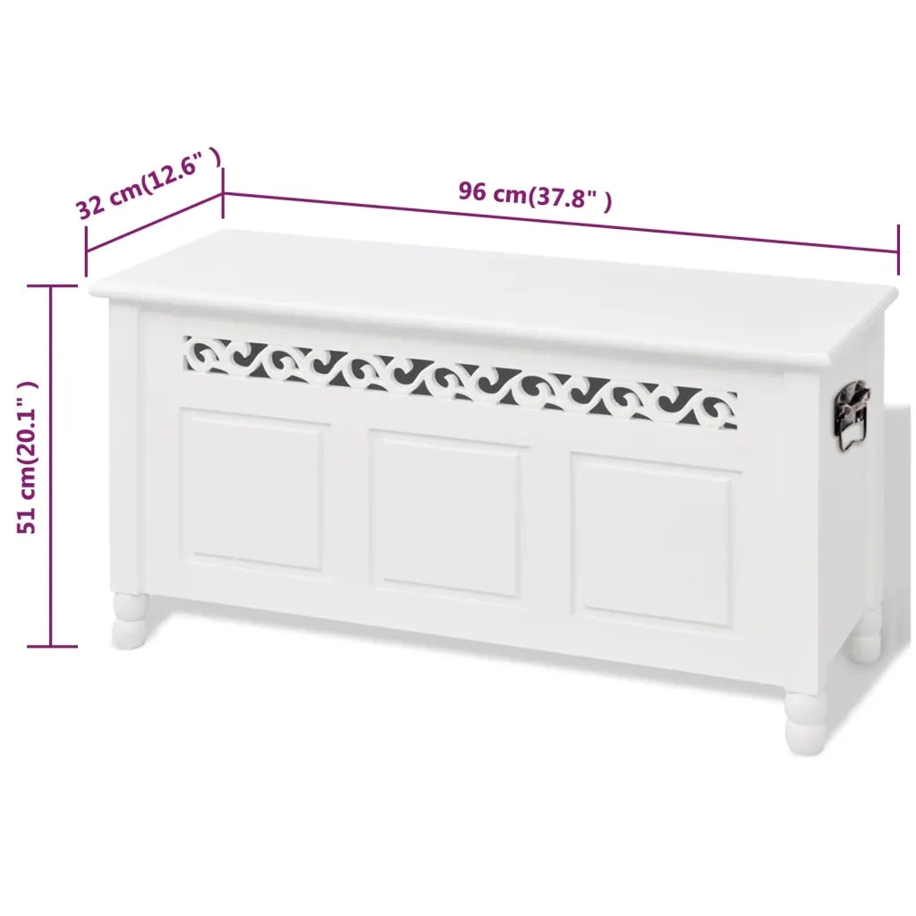 Cassapanca-Baule-Panca con Contenitore in Stile Barocco MDF Bianca