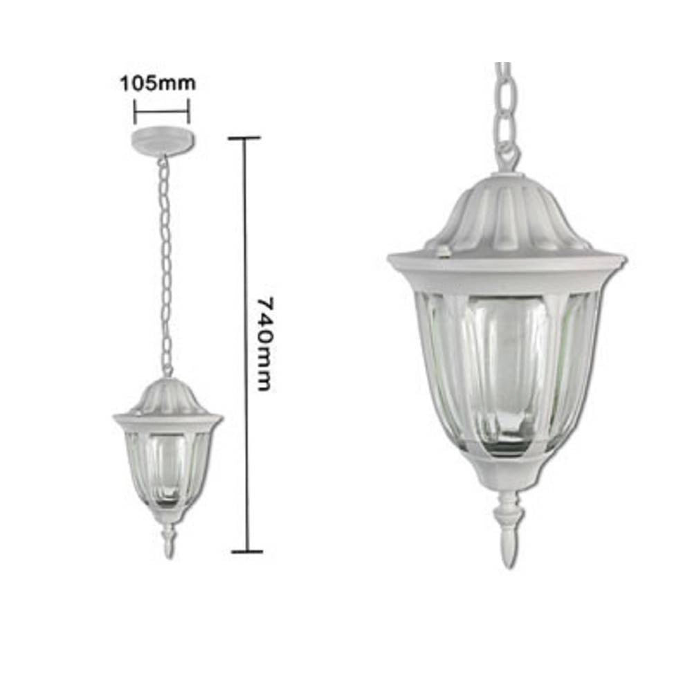 Trade Shop - Lanterna Sospesa Da Soffitto Lampada Giardino Retrò Per Esterno Con Catena - Bianco