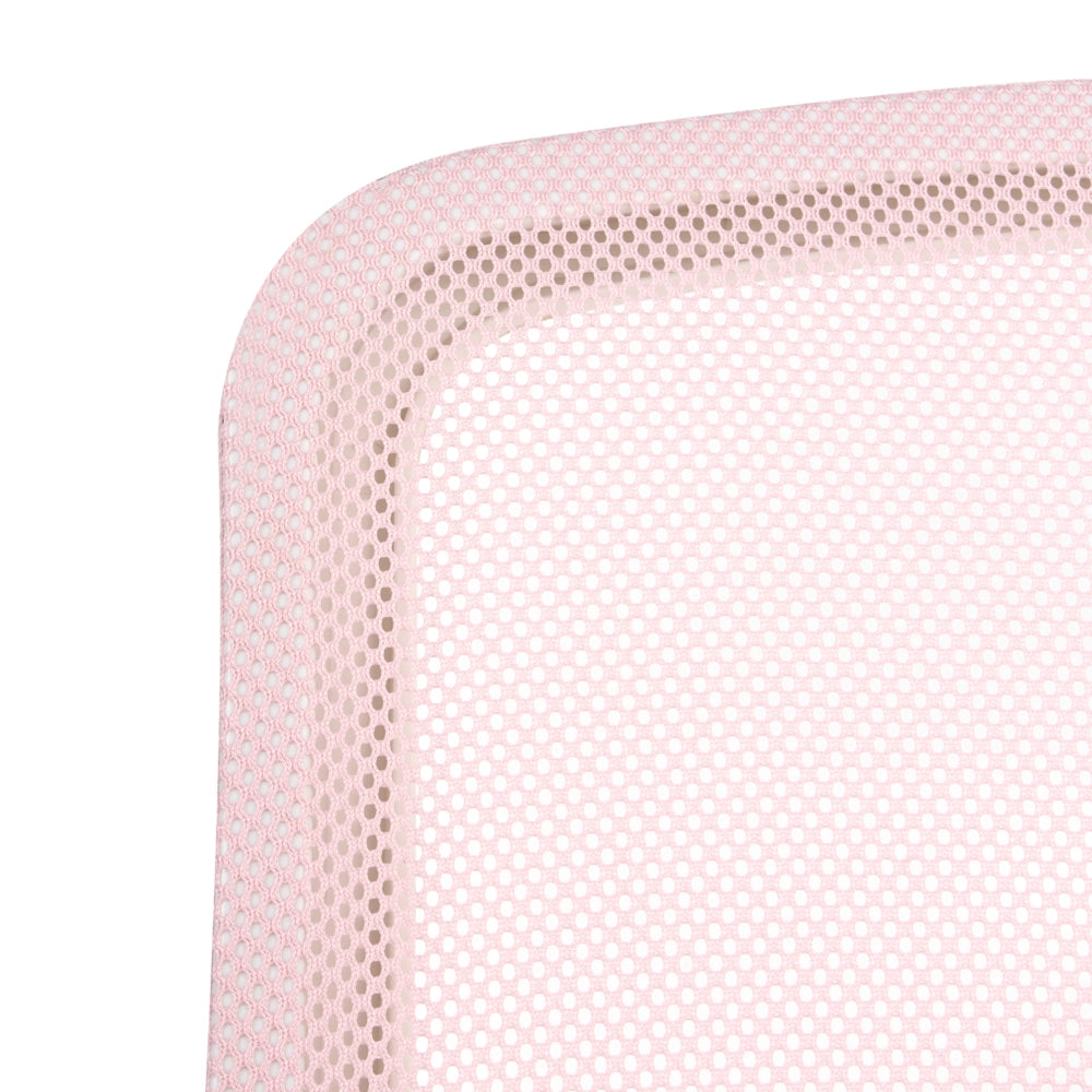 Sedia da ufficio con base girevole e braccioli regolabili in altezza con rete rosa pastello stile moderno