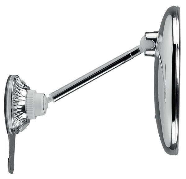 Macom 229 Sensation Specchio Cosmetico Ingrandente 10x Asta Telescopica Doppio Snodo 24 LED Ventosa colore Cromo