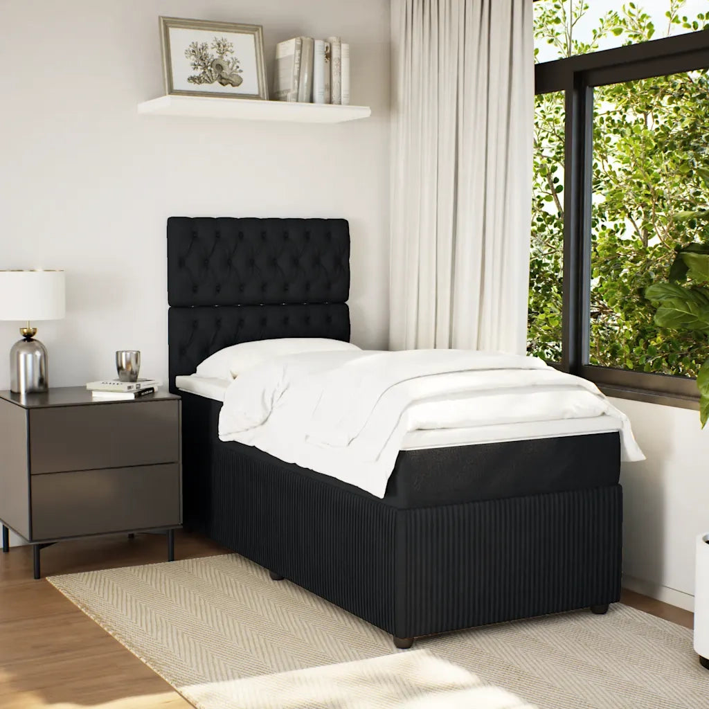 Giroletto a Molle con Materasso Nero 90x200 cm in Velluto