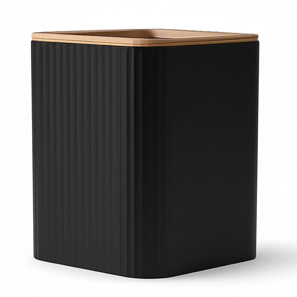 Set accessori bagno nero in plastica e bambù 5 pezzi – Show