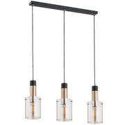 Lampada a sospensione loft nera oro BELLA 3xE27 Alfa