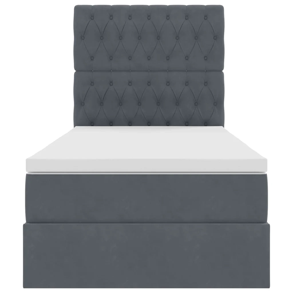 Letto con contenitore e LED Grigio scuro 90 x 200 cm Velluto 3372700