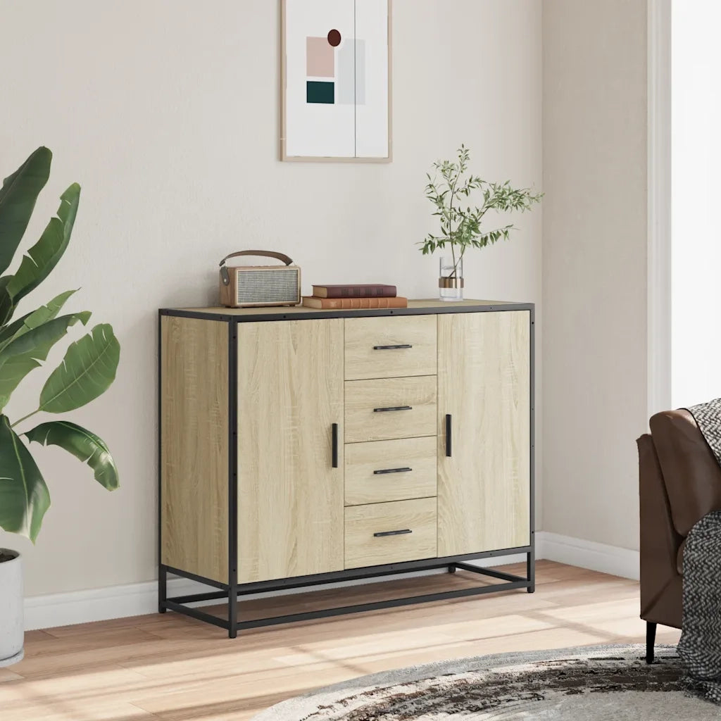 Credenza Rovere Sonoma 92x35x76 cm in Legno Multistrato
