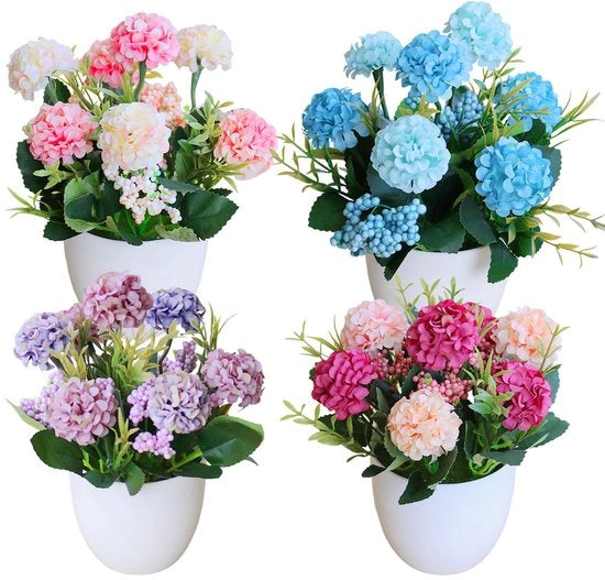 Mini fiori di chrysante in vaso Kunstplanten in miniatura per decorazione di tavola Piantine per interni e esterni DIY Fiori artificiali per decorazione di casa e ufficio