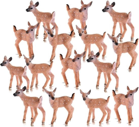 Set di 15 animali di plastica di grandi dimensioni di animali selvatici miniatura renna decorazione per Natale e feste tematiche