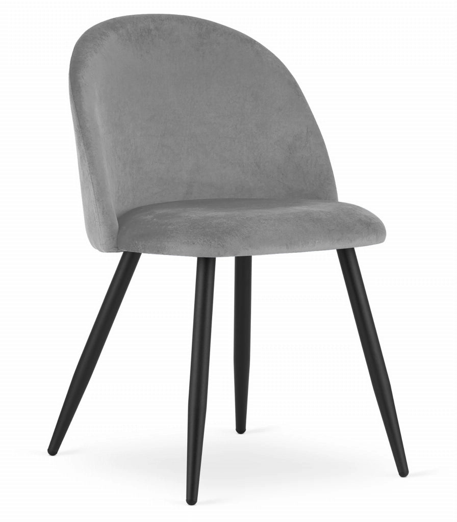 Sedia Valora BELLO in velluto grigio chiaro, design moderno x4