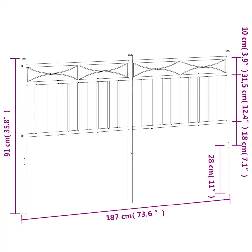Testiera di Ricambio in Metallo Nero 180 cm 373727