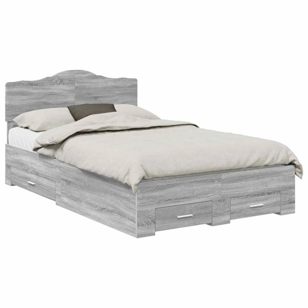 Letto matrimoniale | Letto per adulti | Struttura del letto con testiera Grigio Sonoma 120 x 200 cm