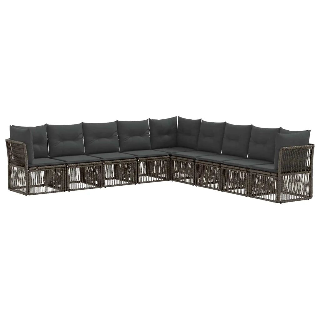 Set Divano da Giardino 9 pz Grigio polyrattan 3434246