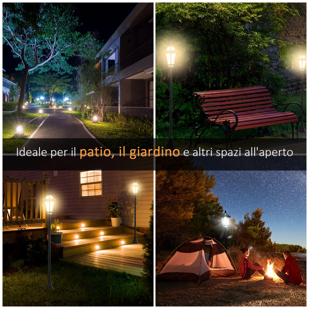 Set Lampioni Solari per Giardino ¨C Minimal ¨C 2 Pezzi, Nero