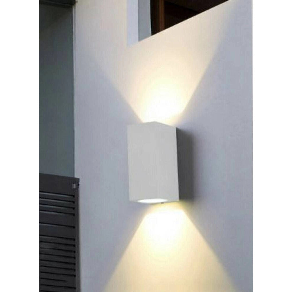 Trade Shop - Applique Parete Doppia Emissione Attacco Gu10 Lampada Moderna Es55 Up & Down Ip65 - Bianco