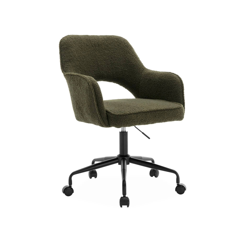 Sedia da ufficio bouclé con rotelle, kaki