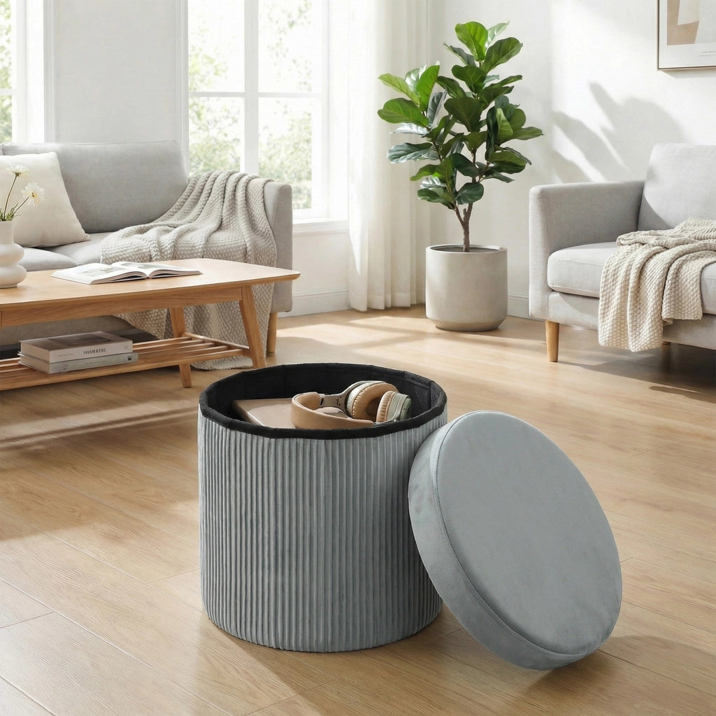 Pouf con cassetti ¨C Minimal ¨C Grigio scuro 38x38x38 cm