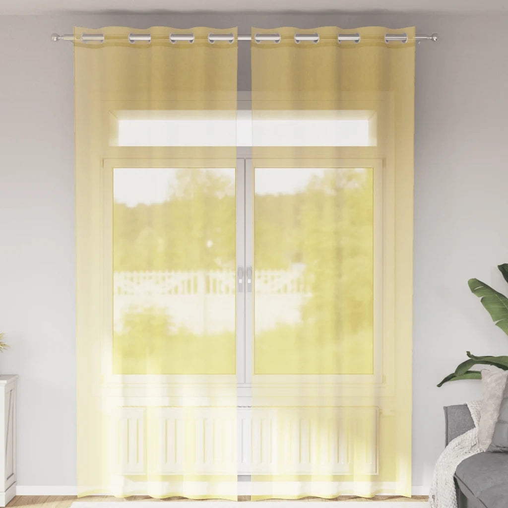 Tende in Voile con Occhielli 2 pz Giallo