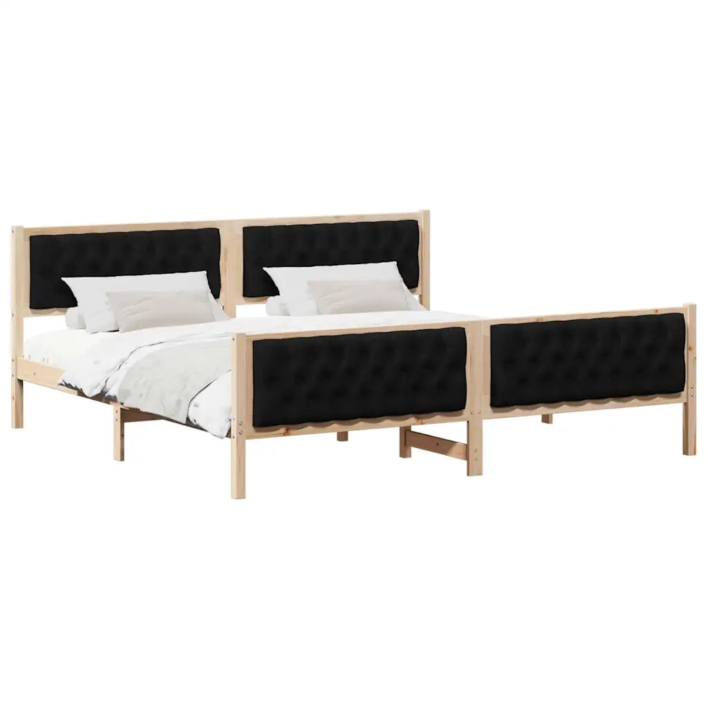 Struttura del letto Nero 200 x 200 cm Pino massello 3394270