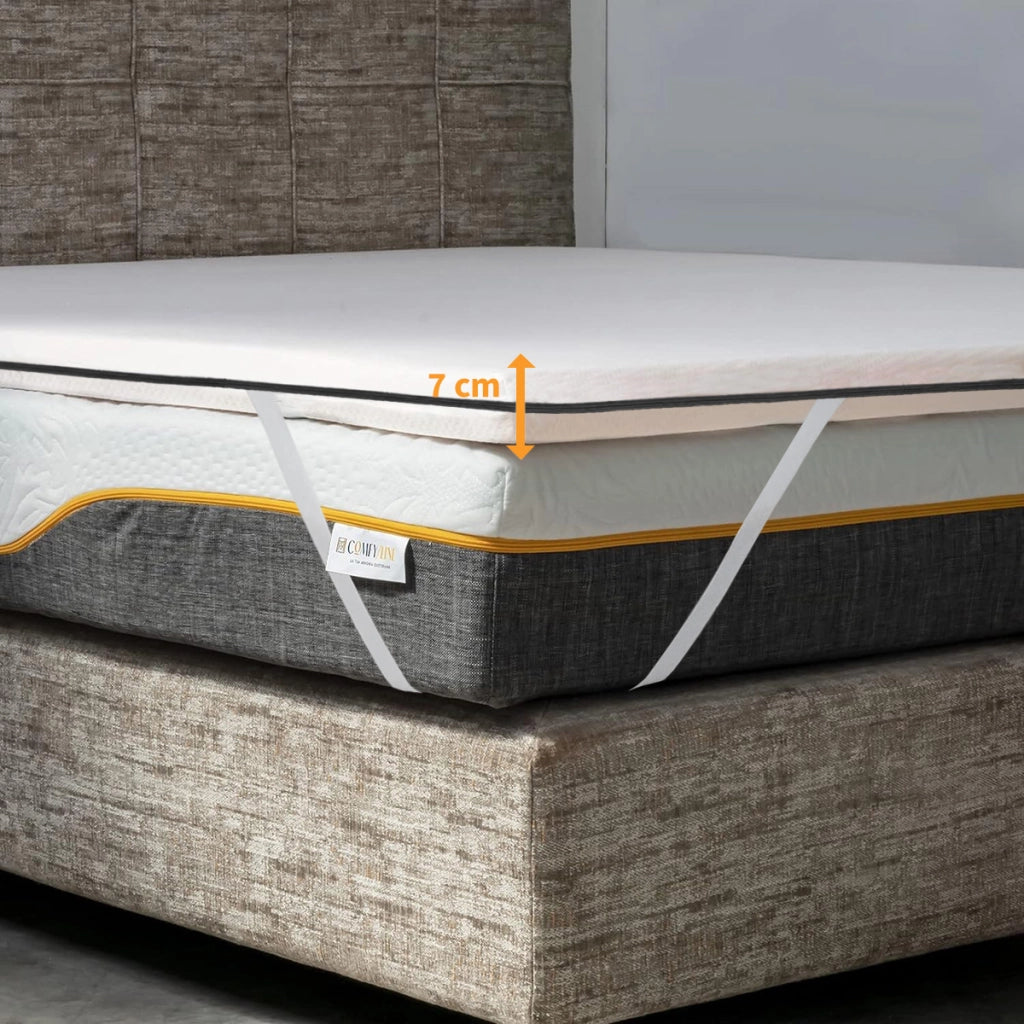Topper Materasso Memory Foam H7 130x200 Piazza e Mezza - Morbido, Sfoderabile, 4 Elastici - Cupid H7