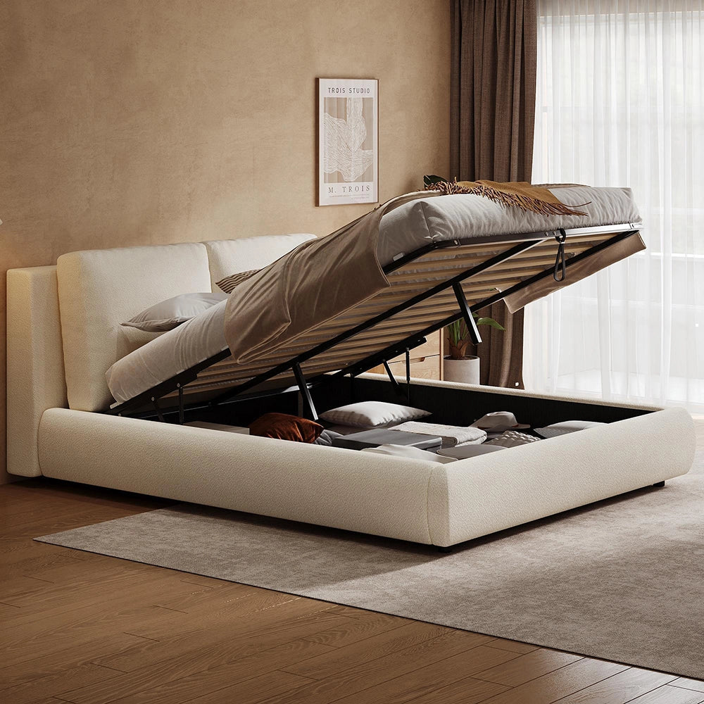 Letto matrimoniale-Xylo-180x200cm idraulico spazio ripiano  beige