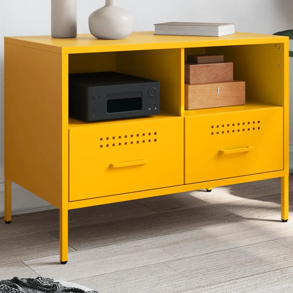 Mobile TV | Armadietto TV | Mobile Porta TV Giallo Senape 68x39x50,5 cm in Acciaio