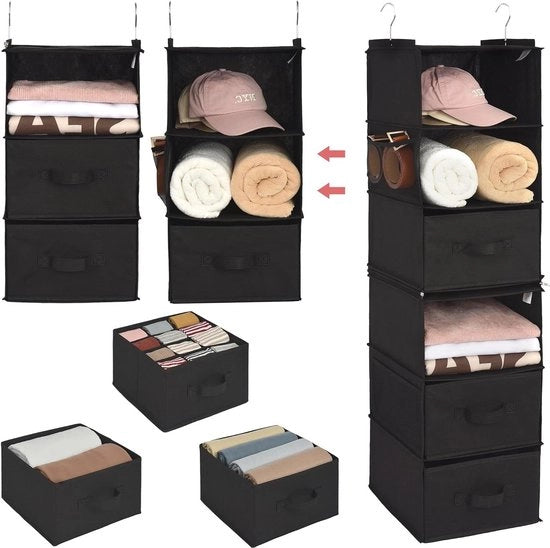 Organizzatore appeso con 6 contenitori - Nero