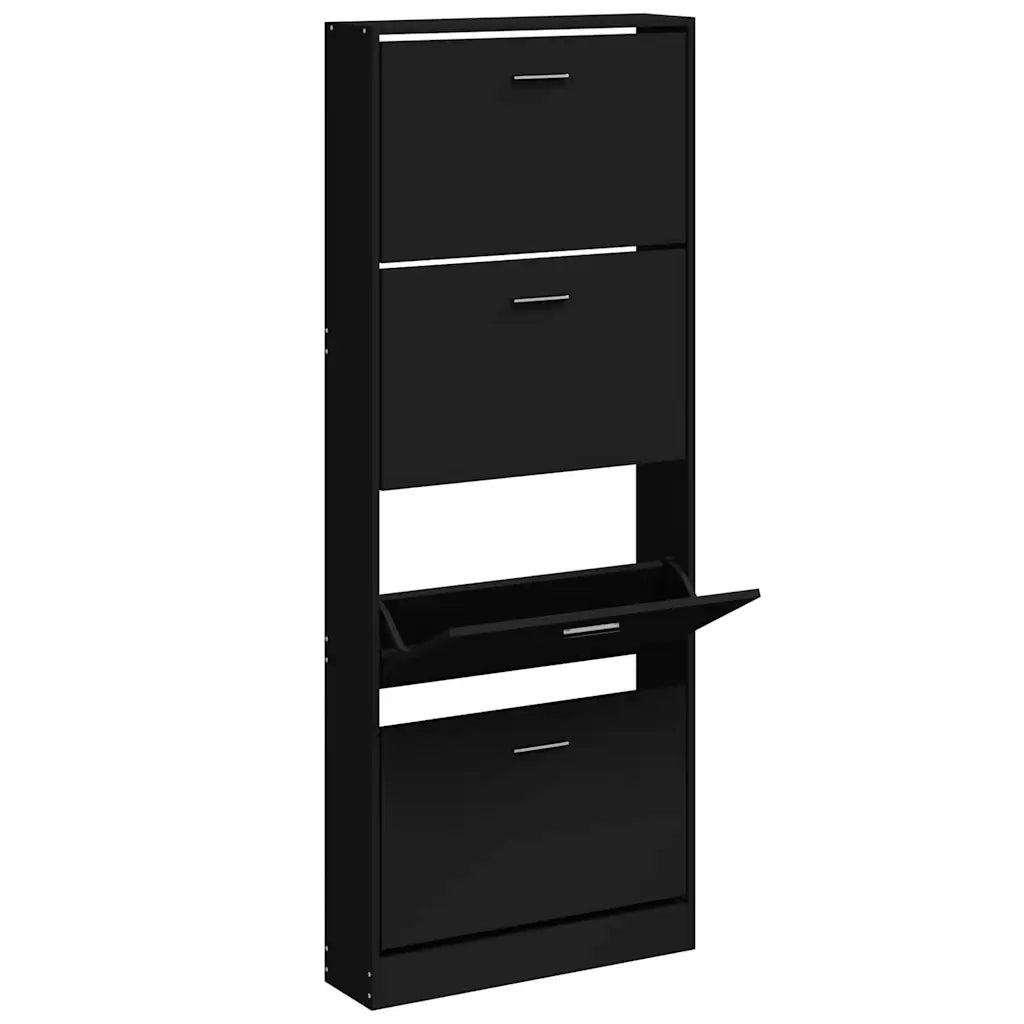 Scarpiera Nera 59x17x150 cm in Legno Multistrato 342520