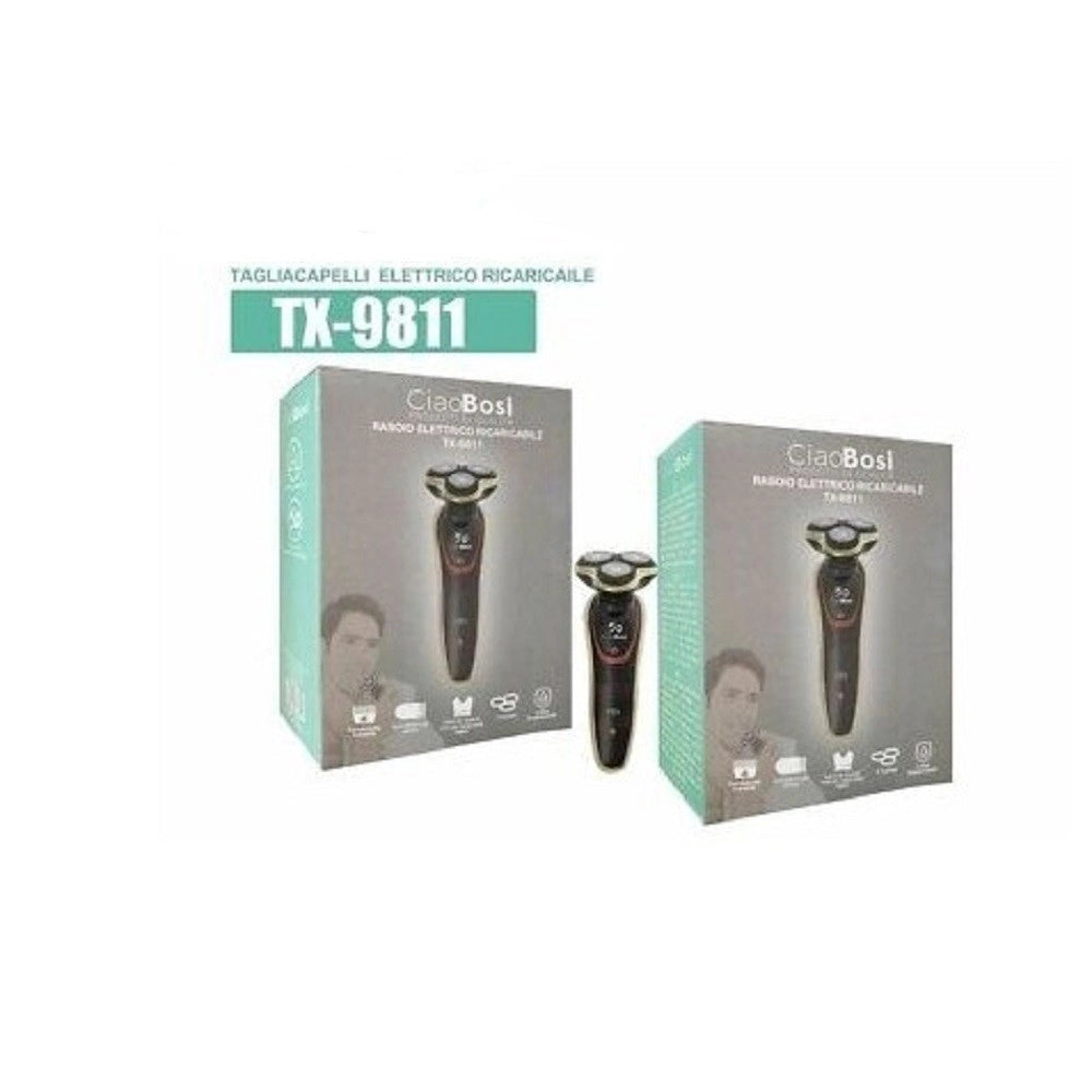 Trade Shop - Rasoio Elettrico Ricaricabile 3 Testine 5d Barba Uomo Impermeabile 3watt Tx-9811 -
