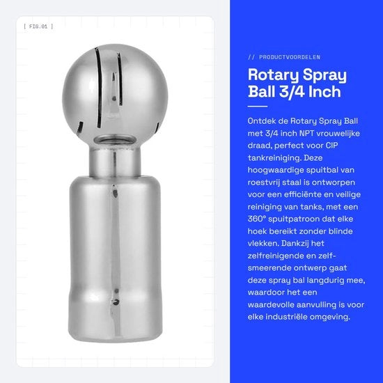 Sprayball 3/4 Pollici NPT - Acciaio Inossidabile - Dispositivo di Spruzzo 360° - Auto Pulente - Pulizia del Serbatoio Sanitario - Installazione Facile - Spruzzatore di Pulizia