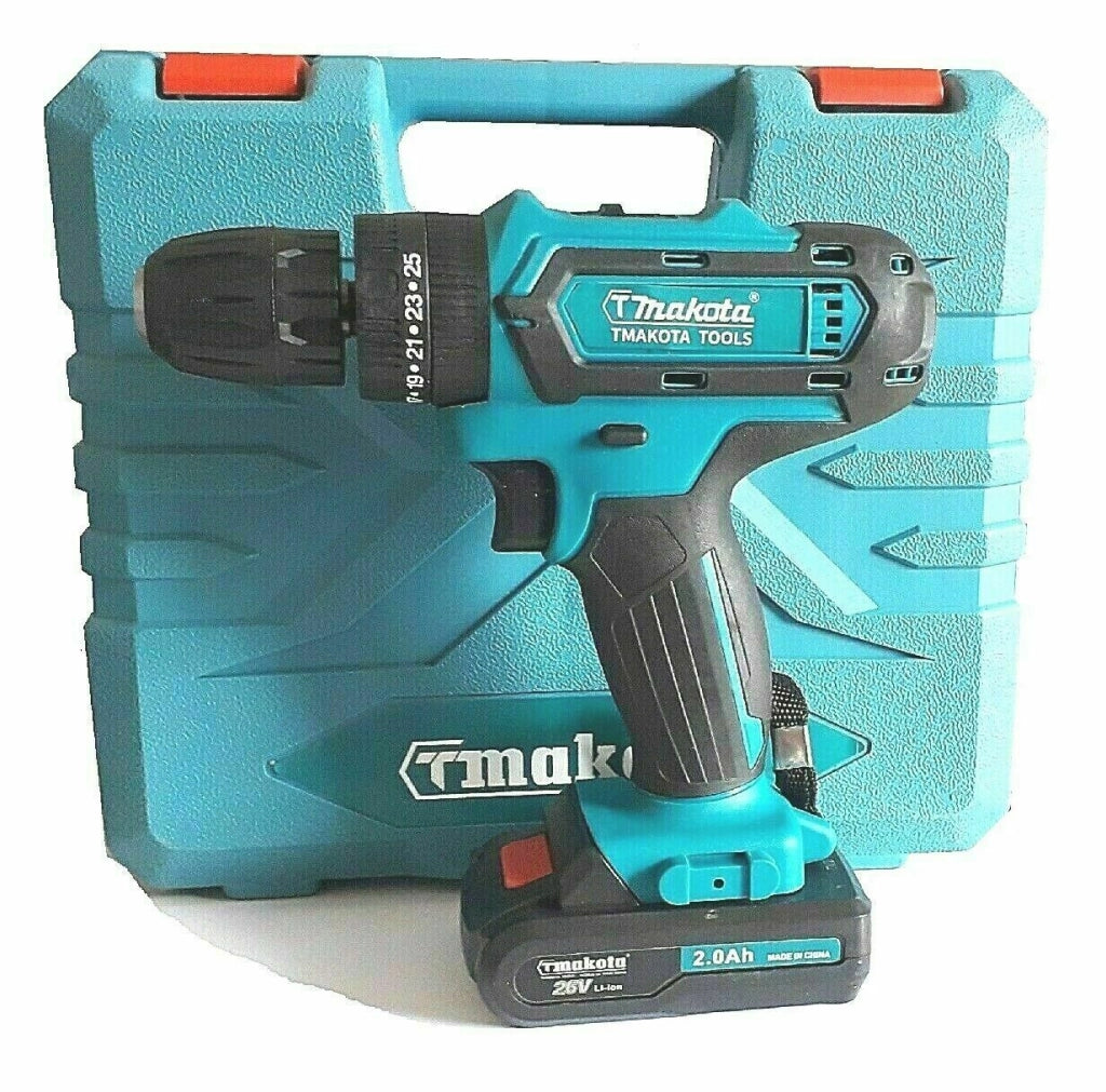 trapano avvitatore a batteria litio a percussione 26V doppia batteria + valigia