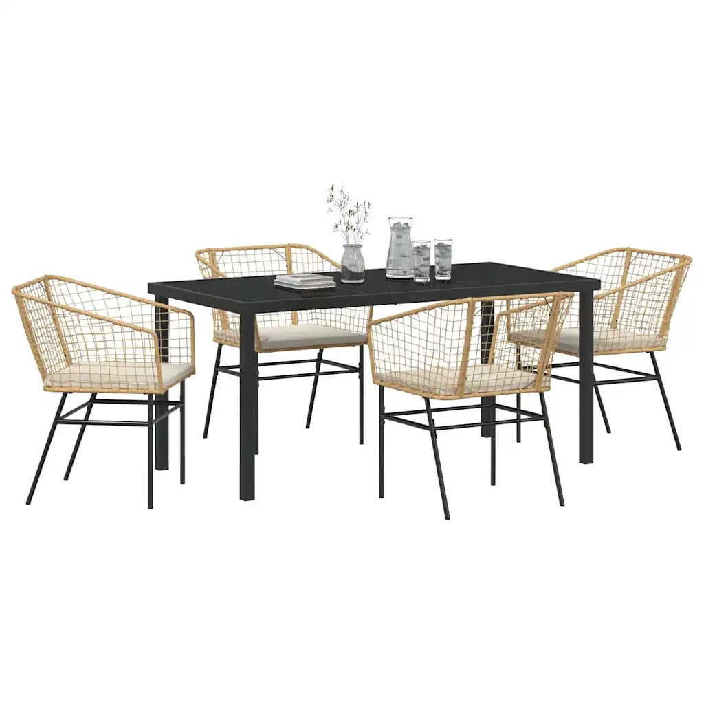 Set da Pranzo per Giardino 5 pcs Marrone polyrattan