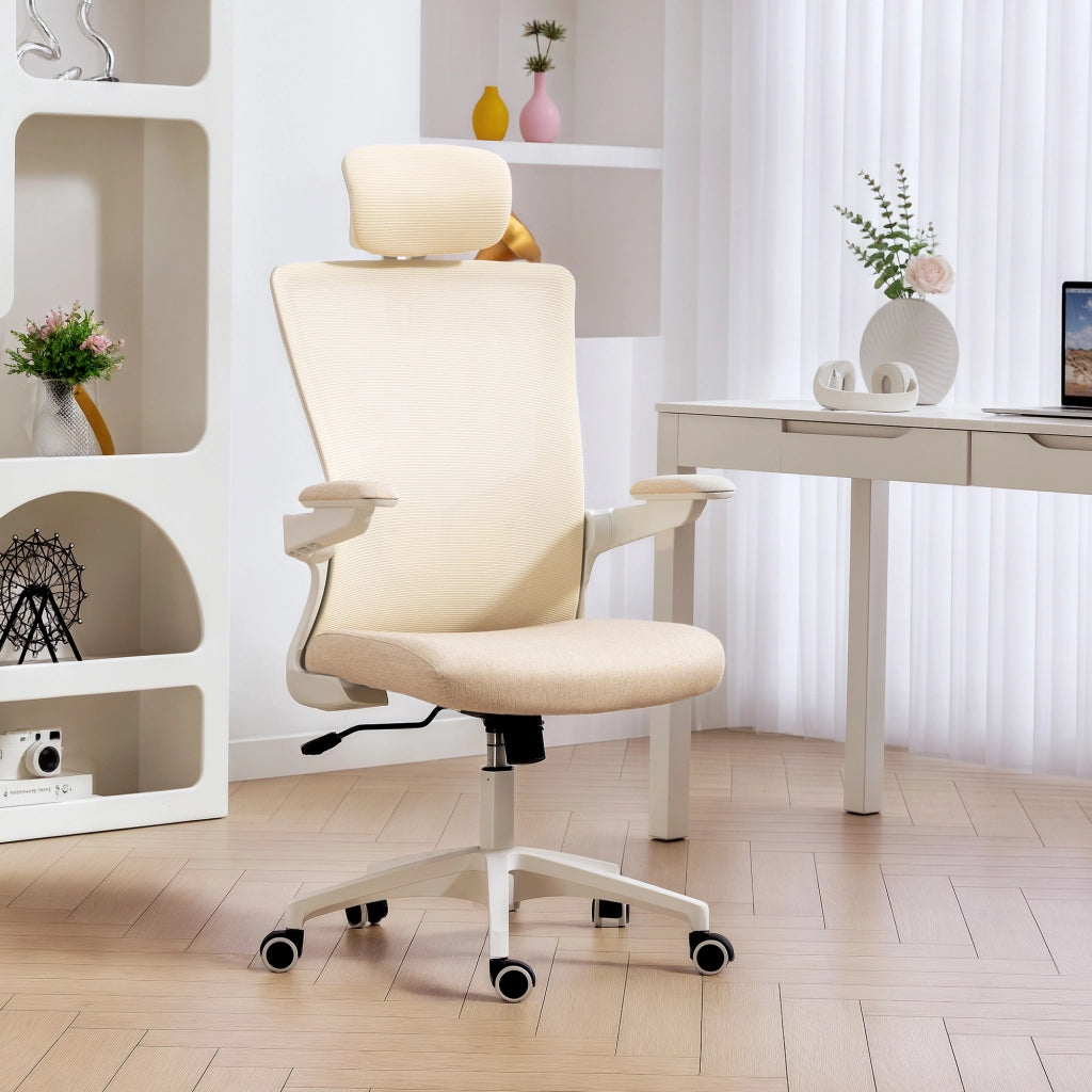 Sedia da ufficio ergonomica ¨C Minimal ¨C beige, imbottita, 60x63x120 cm
