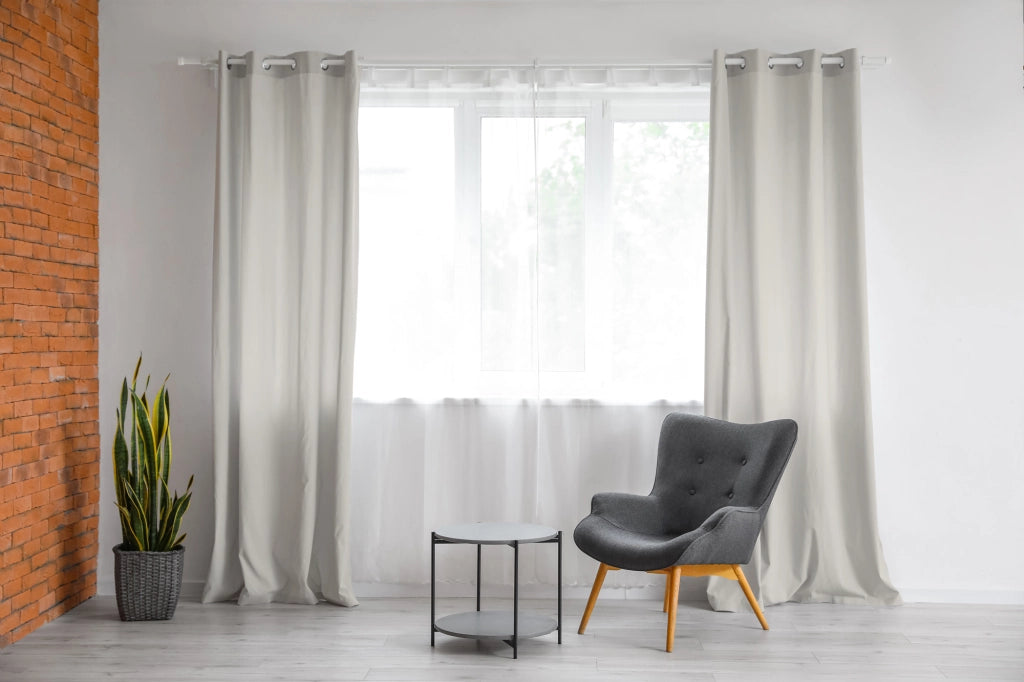 Tenda Semioscurante 140 x 290 Cm Moderne Con Occhielli  Bianco - 2 Tende