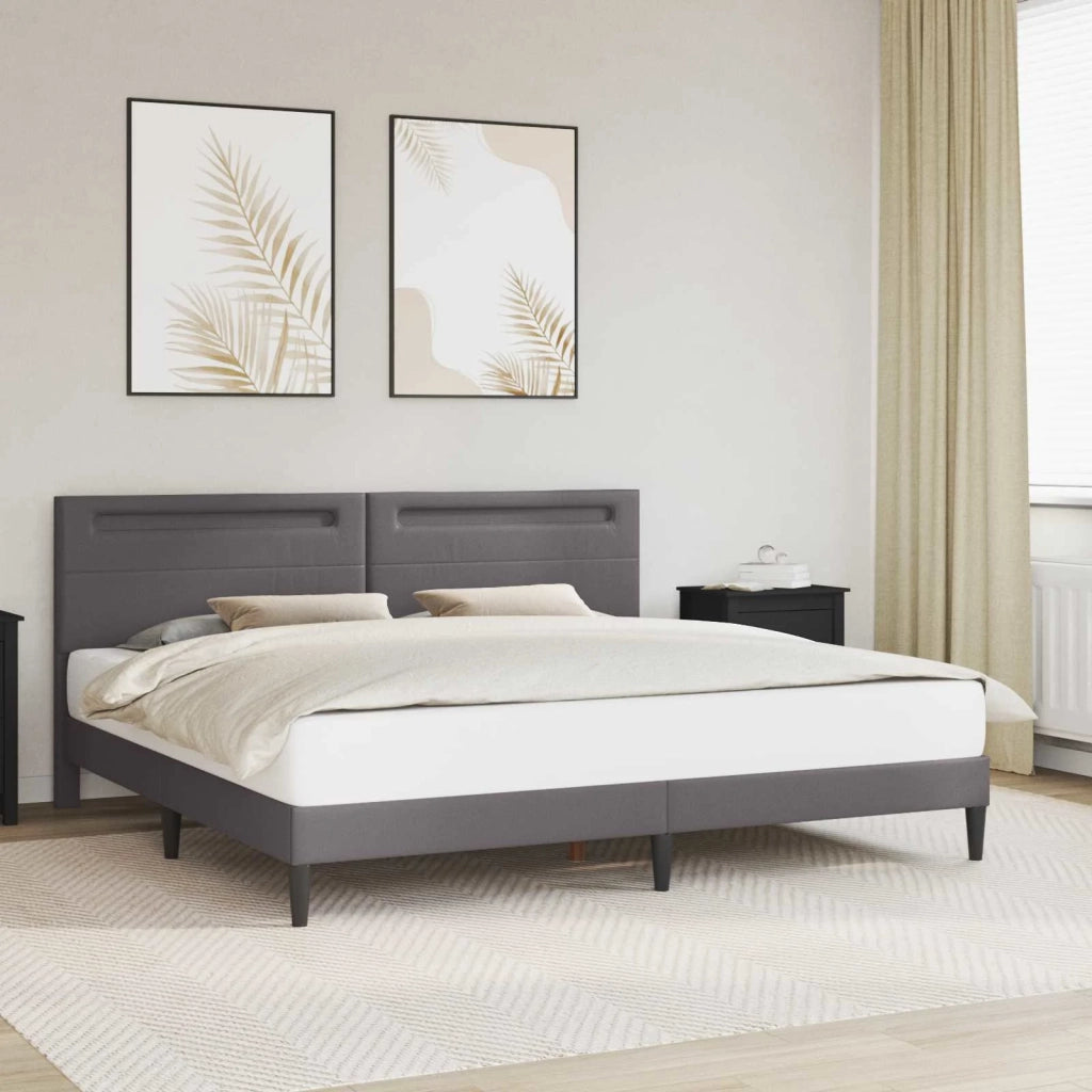 Letto matrimoniale | Letto per adulti | Struttura del letto con testiera Grigio 200 x 200 cm Similpelle
