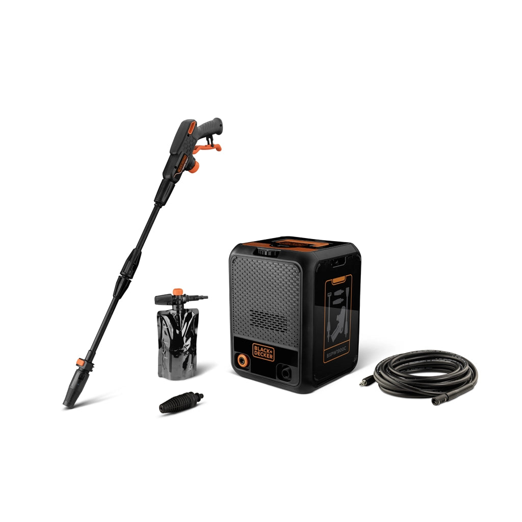 BLACK+DECKER Idropulitrice BXPW1900C, Compatta, ad Alta Pressione, per Auto ed Esterni Casa, Pressione max. 150 bar, Portata max. 460 l/h, Potenza Assorbita 1900 W