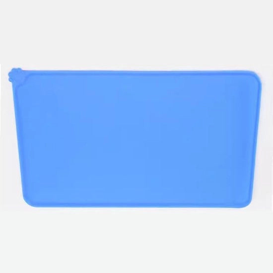 Mat di silicone per animali domestici, bordi alti per prevenire spremitura, facile da pulire, piastra antiscivolo per cani e gatti per evitare rifiuti da ciotole e fonti di acqua sul pavimento (55*38cm) - blu