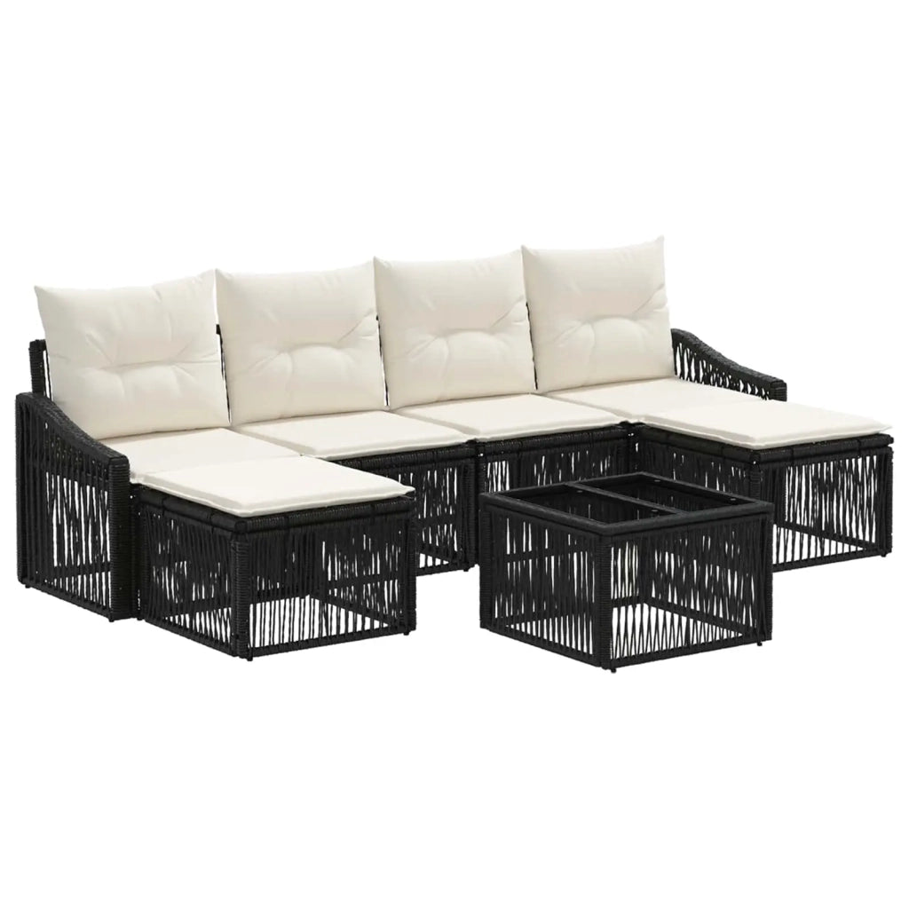 Set Divano da Giardino 7 pz Nero polyrattan 3436087