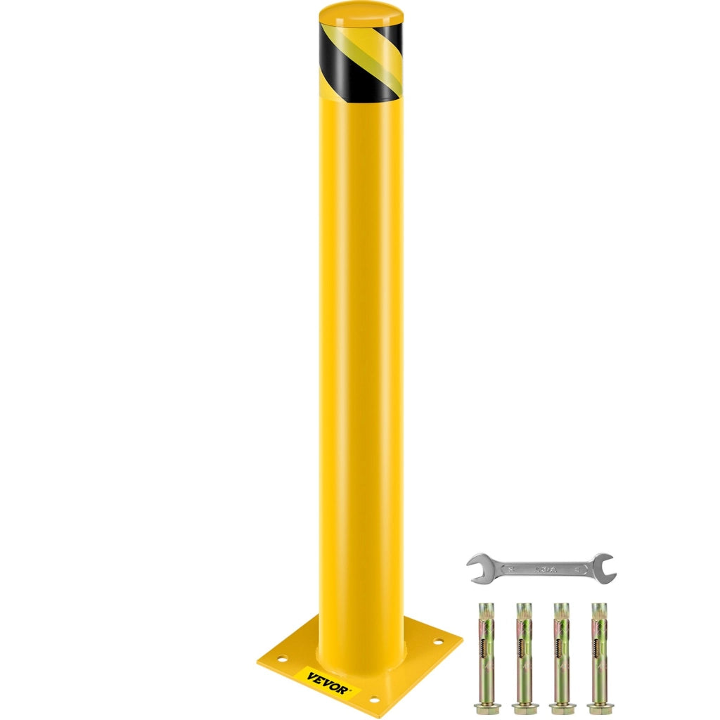 Dissuasore di Sicurezza in Acciaio Q235, Palo Paracolpi 91,4 cm x 11,4 cm per Traffico e Parcheggio con 4 Bulloni
