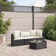Set Divani da Giardino 4 pz con Cuscini Nero in Polyrattan 3308360