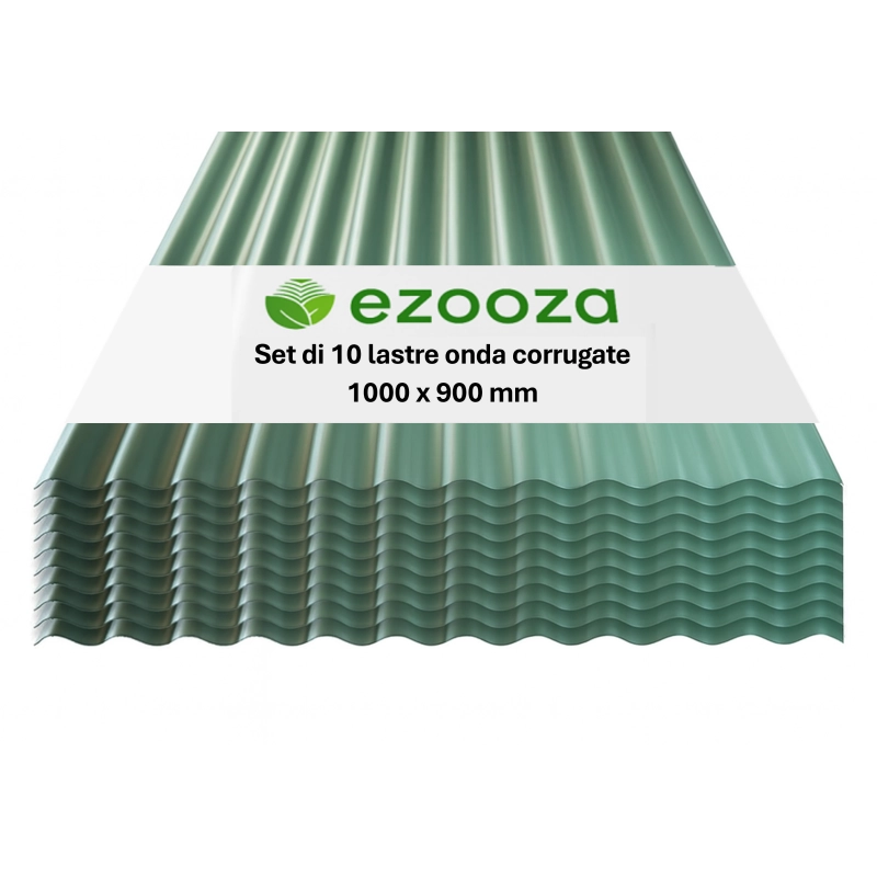 StormGuard Set da 10 lastre Ondulate in PVC – 90x100 cm Verde –- Pannello Tetto Impermeabile – Tetti di Verande, Carport