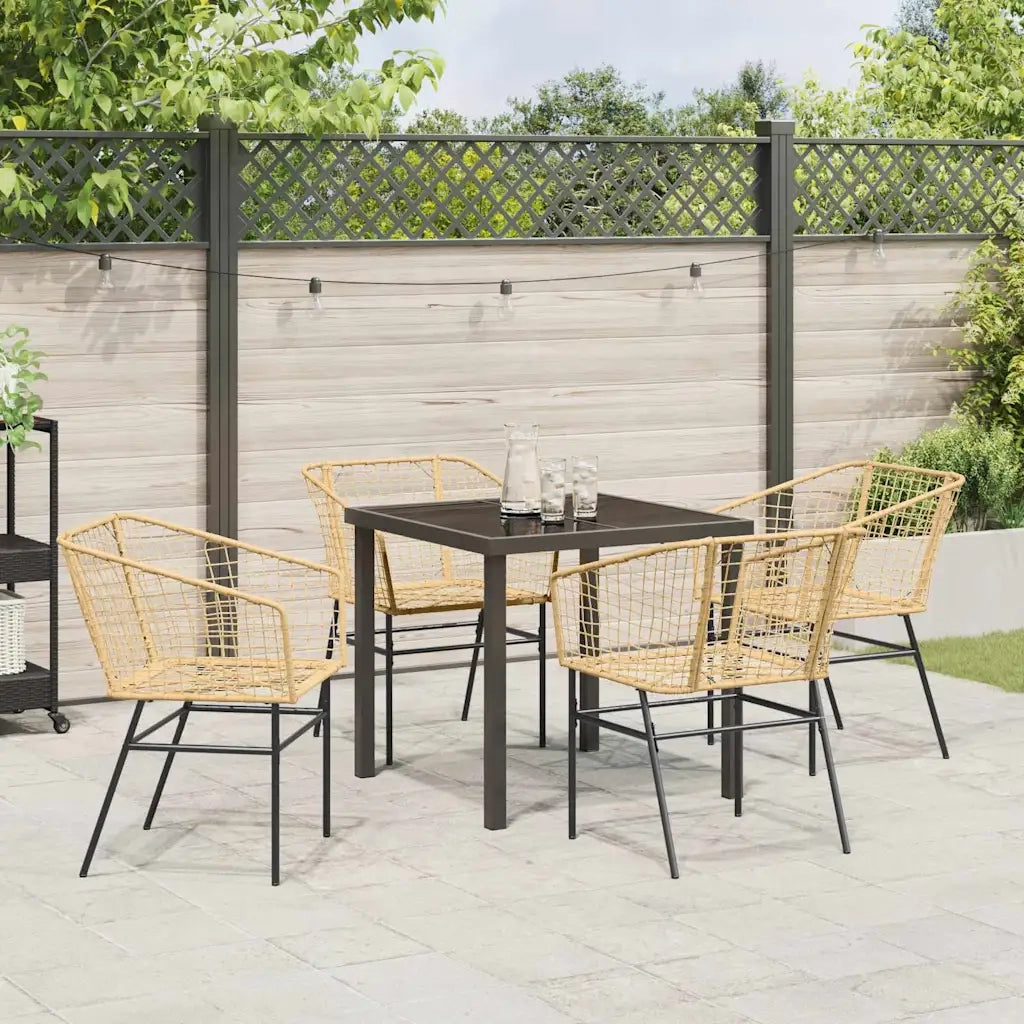 Set da Pranzo per Giardino 5 pcs Marrone polyrattan