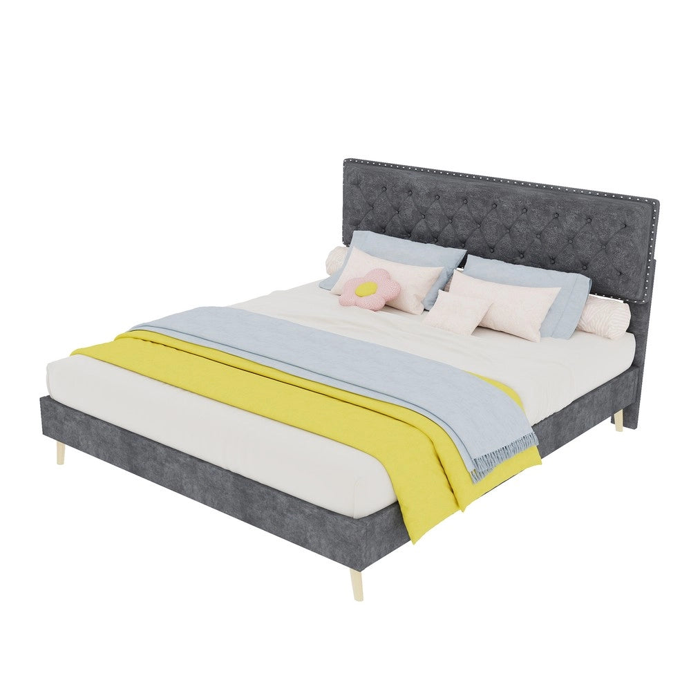 Letto Contenitore Imbottito ¨C MINIMAL ¨C Grigio 160x200 con Materasso