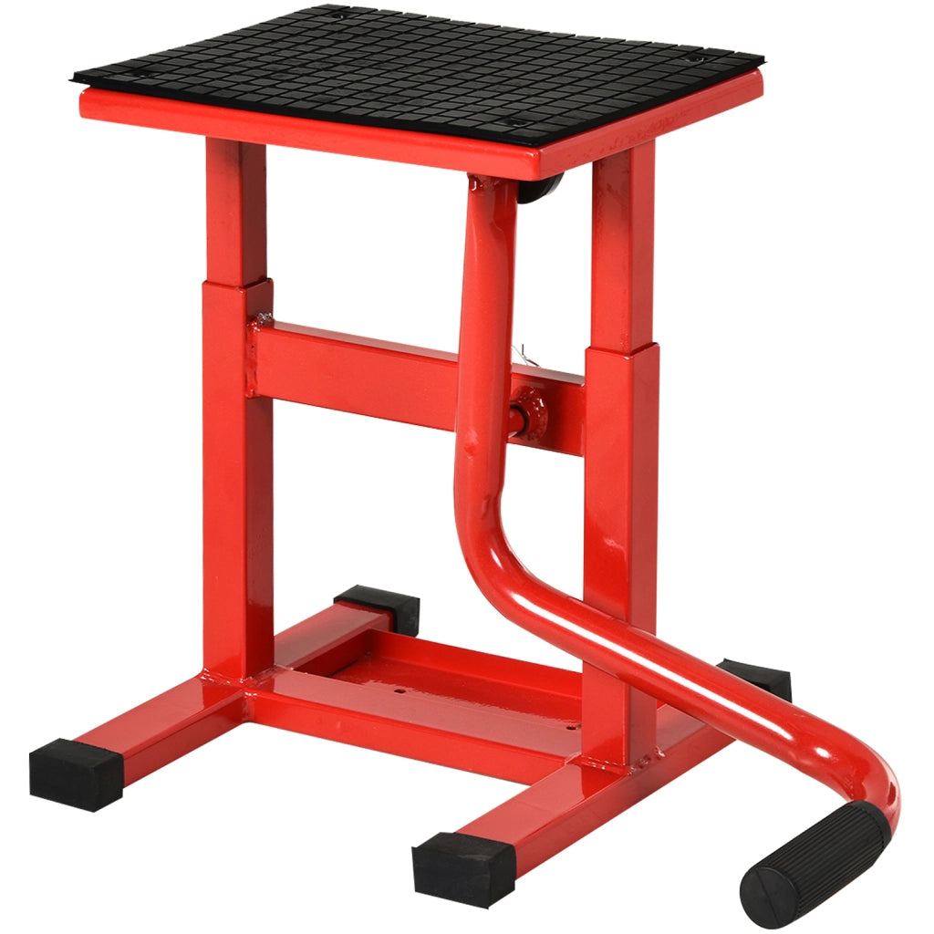 Elevatore Motocicletta con Manovella ¨C Minimal ¨C Regolabile 27,5/39,5 cm Base Antiscivolo 150kg Rosso Nero