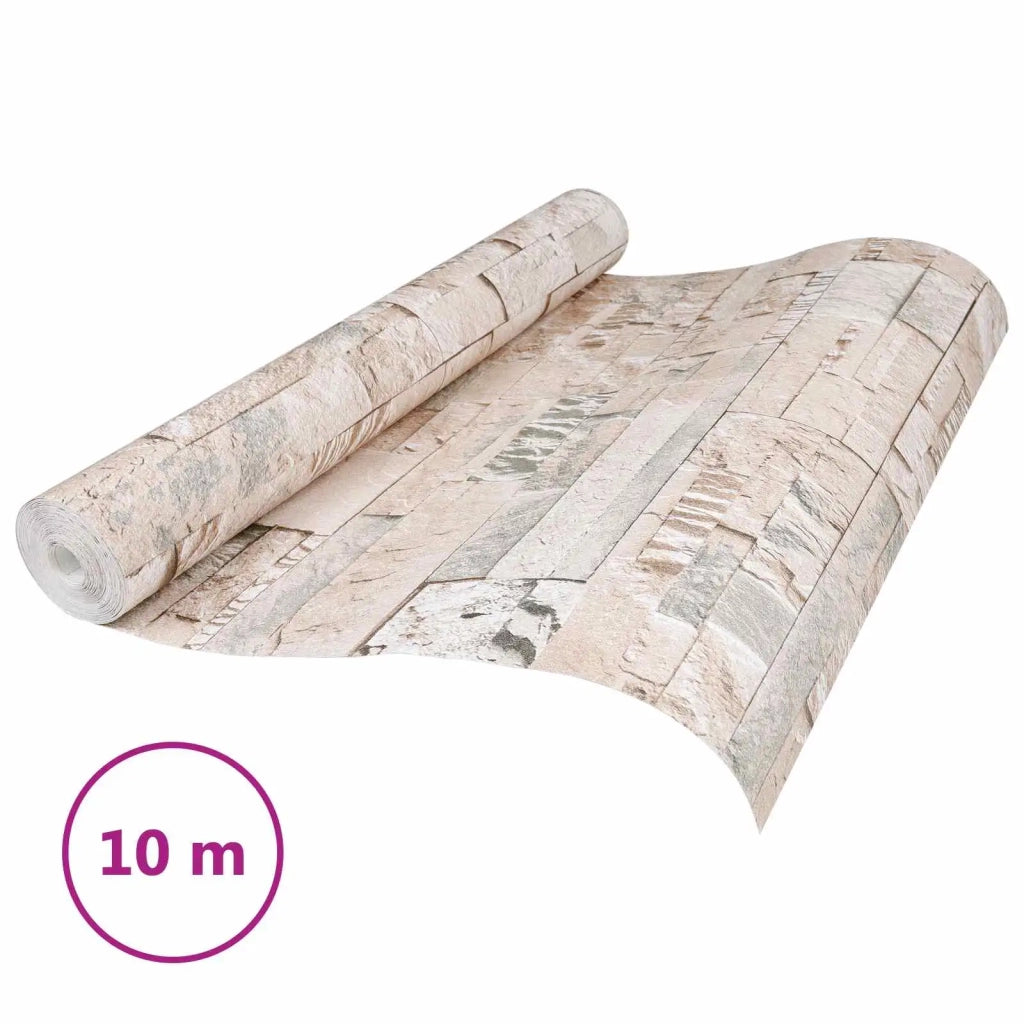 Carta da Parati 3D Pietra Beige 10 x 0,53 m Tessuto Non Tessuto CFW6354108