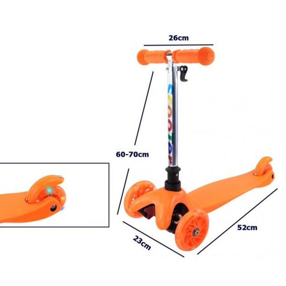 Trade Shop - Monopattino 3 Ruote Per Bambino/bambina Altezza Regolabile Con Luci Led E Freno -