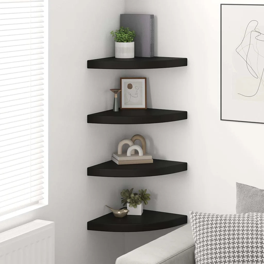 Scaffali Angolari a Parete 4 pz Neri 35x35x3,8 cm in MDF 323921