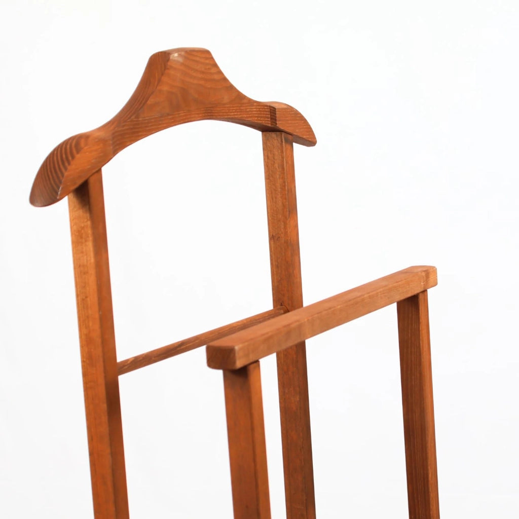 OWIJI Indossatore Appendiabiti Legno Faggio Rotelle Servo Muto Doppio Dimensioni 45 x 30 x 95 cm Appendiabiti Vestiti Camera Letto Cabina Armadio Unità: 1 Unità, Colore: Noce