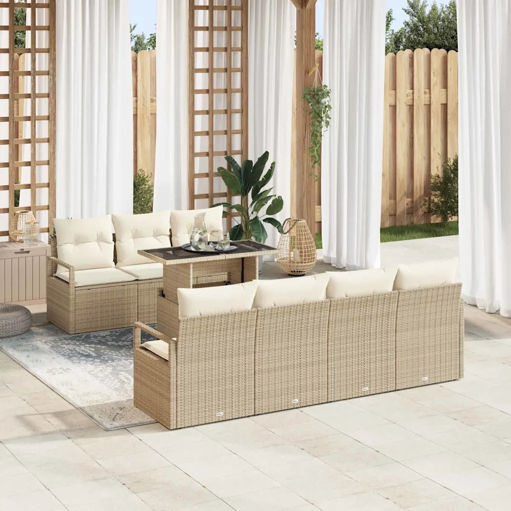 Set Divano da Giardino 8 pcs Beige Poly Rattan 3357504