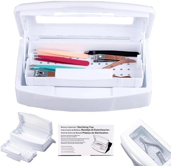 Disinfettante in plastica di alta qualità - Sterilizzatore manicure - Cassetta disidratante - Portatile - Piatto di servizio rimovibile - Utilizzo professionale