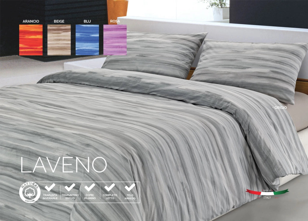 Telo Arredo Multiuso Copritutto In 100% Cotone Disegno Laveno - Matrimoniale - Beige