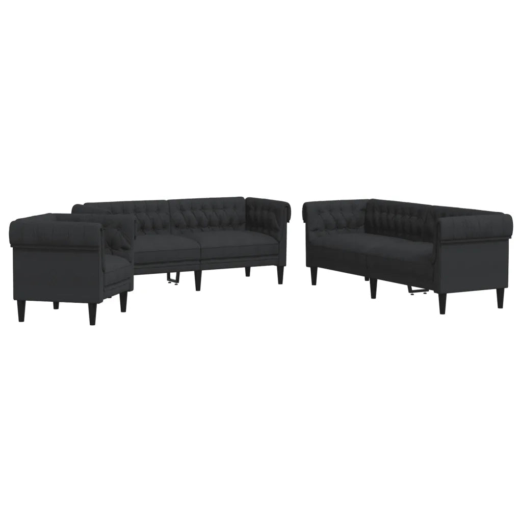 Set d Divani 3 pz Nero in Tessuto 3209193